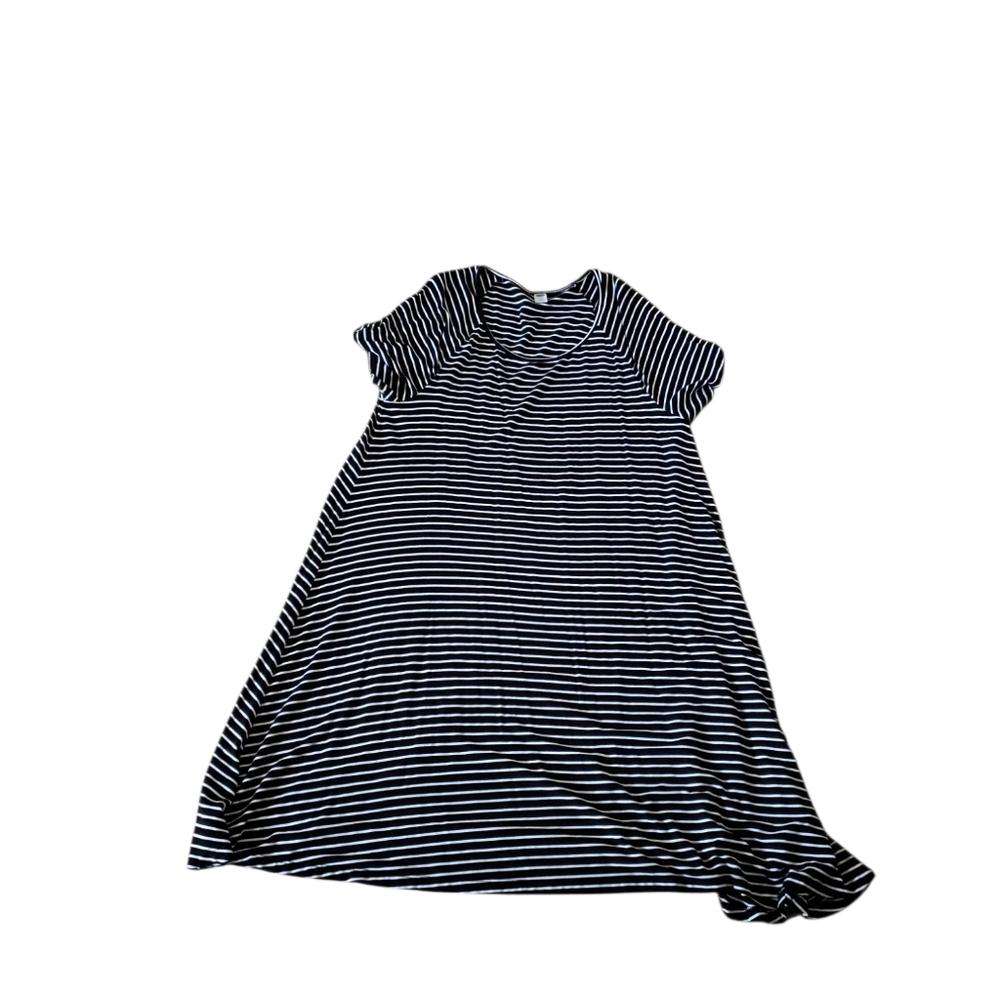 old navy black and white stripe short sleeve dress size XL TALL